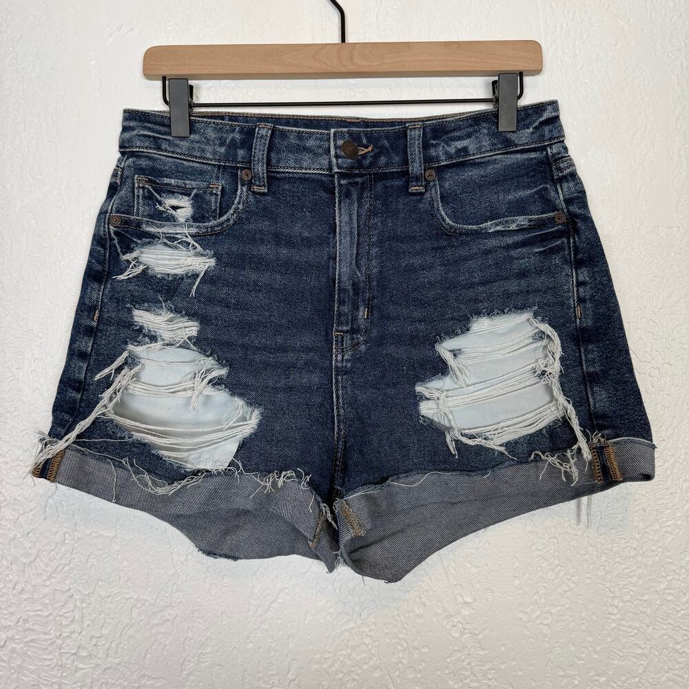 American Eagle Stretch Mom Short Distressed Rolled Hem Size 8